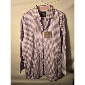Tattersall London Mens Plaid Spring Colors Dress Shirt New NWt 17.5 32/33 17 1/2